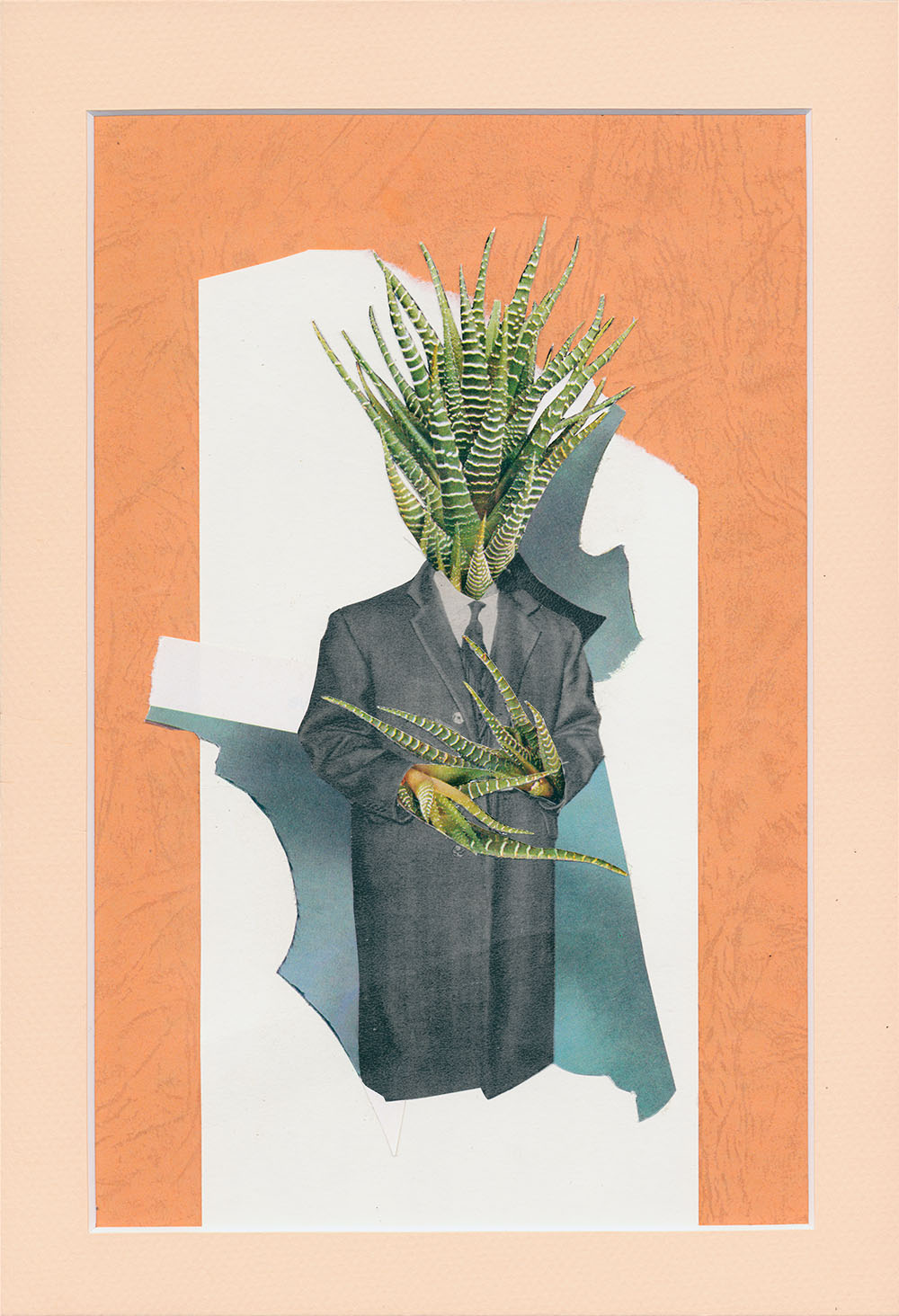 Agaven Dementor im Mantel - original Pflanzen, Blüten, Kakteen mit Klamotten, Kleidung Plants with Pants Collage von Markus Wuelbern
