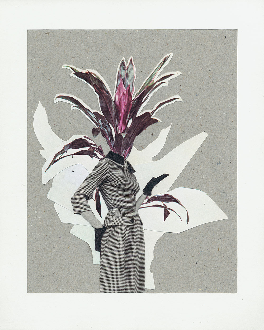 Palmenkopf Karokleid Lila - original Pflanzen, Blüten, Kakteen mit Klamotten, Kleidung Plants with Pants Collage von Markus Wuelbern