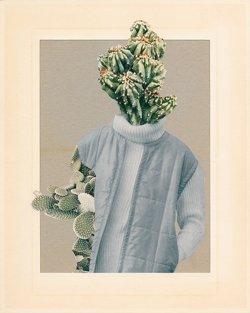 Agaven Dementor im Mantel - original Pflanzen, Blüten, Kakteen mit Klamotten, Kleidung Plants with Pants Collage von Markus Wuelbern