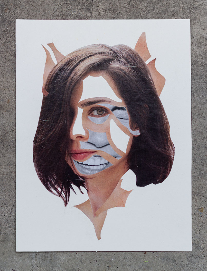 zwei Frauengesichter verschmolzen - verschiedene Collagen aus dem schönen Schere Leim Papier Mixed Media Kunst Projekt vom Künstler Markus Wülbern