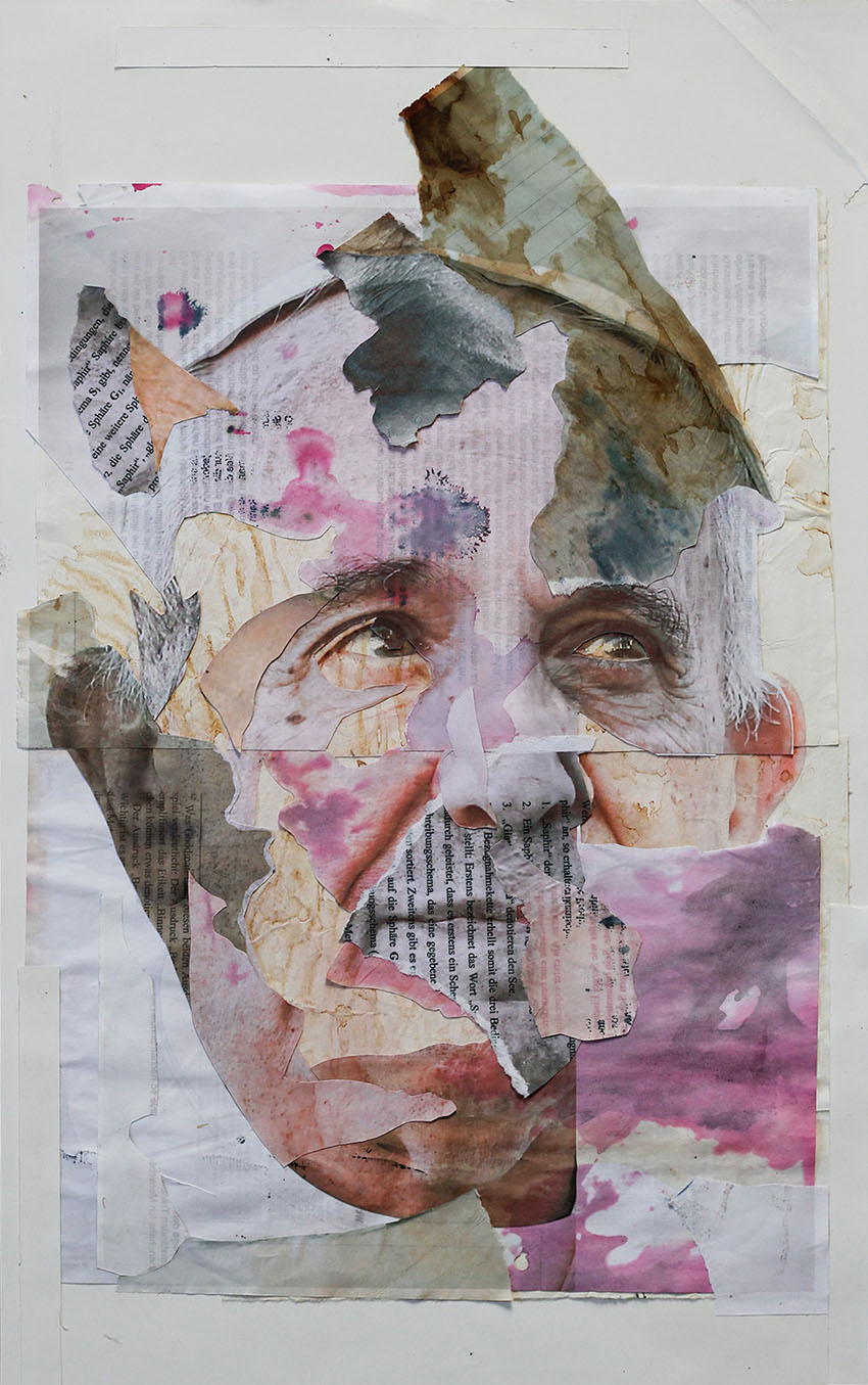 Papst Francis - abstrakte Formen und Farben Collagen Kunst mit berühmten Politikern und Persönlichkeiten vom Künstler Markus Wülbern