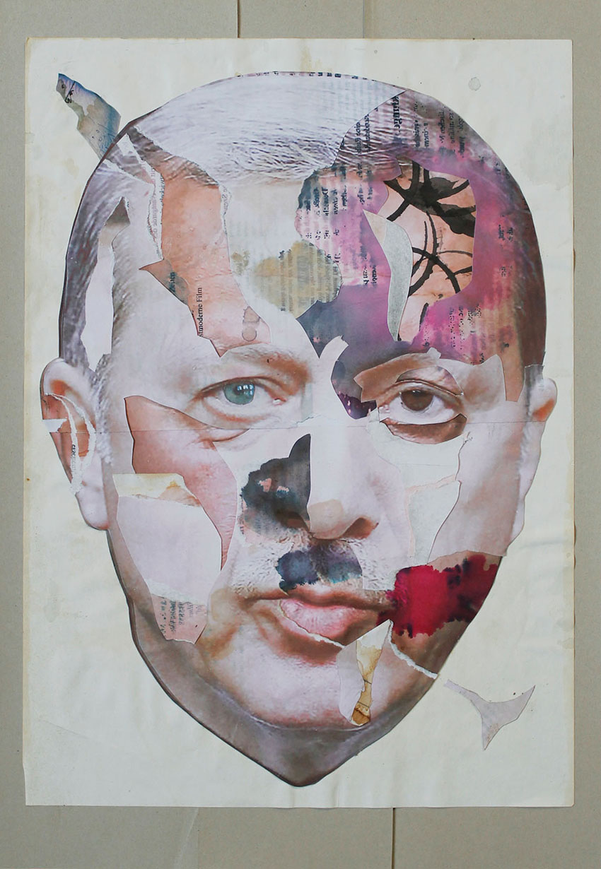 Recep Tayyip Erdoğan - abstrakte Formen und Farben Collagen Kunst mit berühmten Politikern und Persönlichkeiten vom Künstler Markus Wülbern